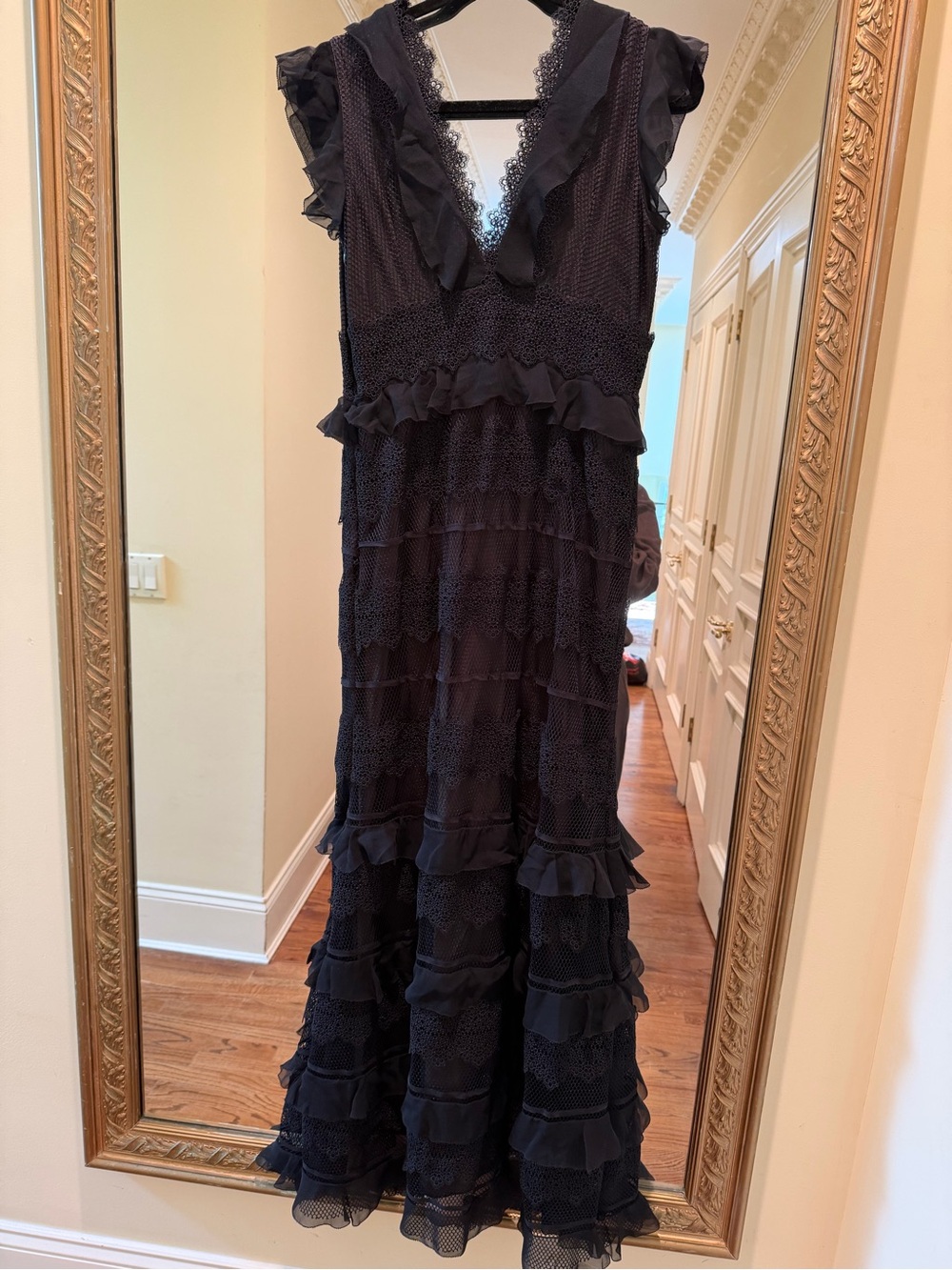 Sachin + Babi Black Ruffled V-Neck Evening Dress - Picture 4 of 5
